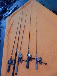 5-Rods & 4-Reels Fenwick, Pinnacle, Shimano, Browning