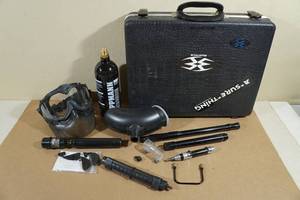 lot 17 image: Paintball Accessories - Tank, Hopper, Mask, Case, Barrels