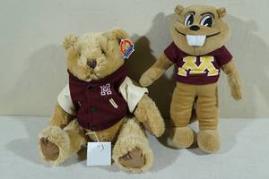 lot 140 image: Teddy Bear and Goldy the Gopher Plush Toys