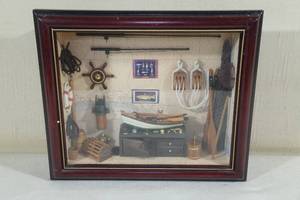 lot 171 image: Nautical Theme Wall Hanging Shadow Box Display