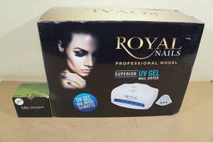 lot 182 image: Royal Nails Professional Model UV Gel Nail Dryer with 6 Gel Polishes