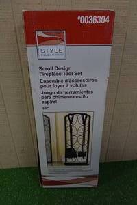 lot 198 image: 5 Piece Scroll Design Fireplace Tool Set