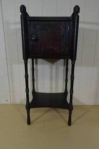 lot 214 image: Wood Shelf with Storage - Brass Lined Box