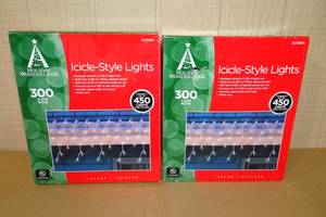 lot 263 image: 2 Packs IndoorOutdoor Clear Bulbs Icicle-Style Lights