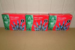 lot 264 image: 3 Packs IndoorOutdoor Blue Bulbs Mini Lights