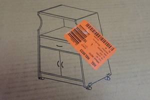 lot 205 image: White Microwave Cart - Damaged