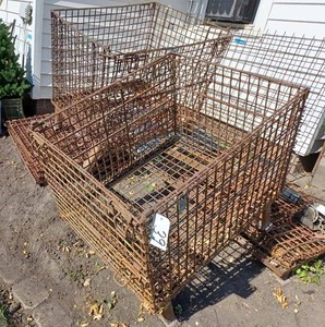 Four Collapsable-Stackable Steel Mesh Palletainers 39-inches X 31-inches X 24-inches deep