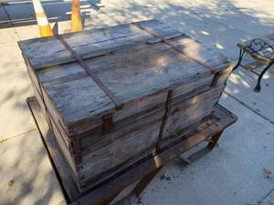 Vintage Heavy Wooden Trunk - Measures 36-inches X 28-inches X 17-inches deep