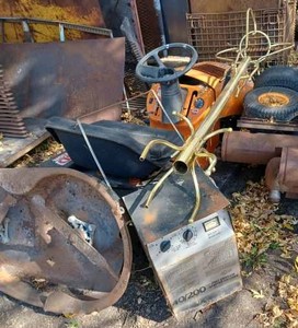 Lawn Tractor, 40200 Battery Charger, and Other Metal Items for Salvage