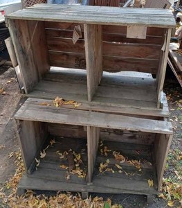 Four 23-inch X 40-inch X 18-inch deep Vintage Wood Crates