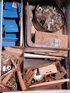 4-Drawer File Cabinet Full of New Assorted Sizes of Rivets, Pop Rivets, Screws, Welder Leads and Welding Rod