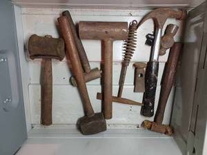 4-Drawer File Cabinet Full of 6 Assorted Shop Hammers, 1-Chipping Hammer, Huge Drawer of Screw Drivers,