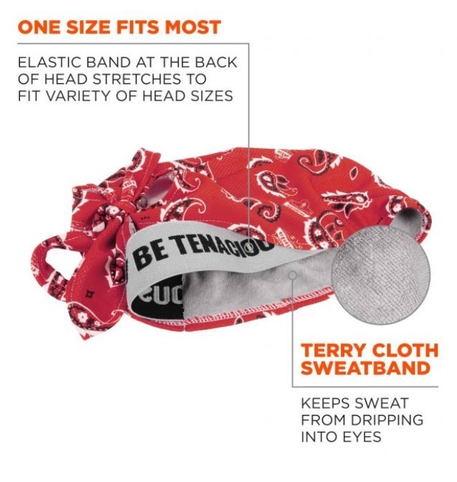 NEW 2 Pack of Chill-Its 6615 High-Performance Bandana Do Rag - Terry Cloth Sweatband in Red Western