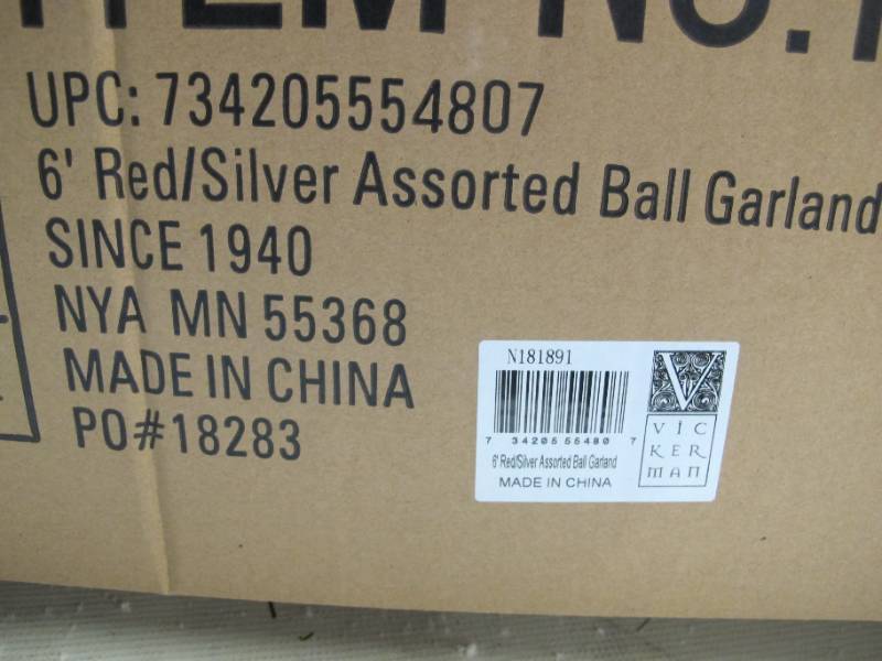 Vickerman N181891 6 RedSilver Assorted Ball Garland