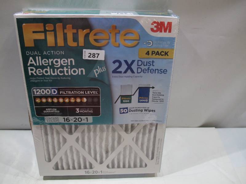 NEW 4-Pack of Filtrete Allergen Reduction Plus 2X Dust Filters 1200D - 16x20x1
