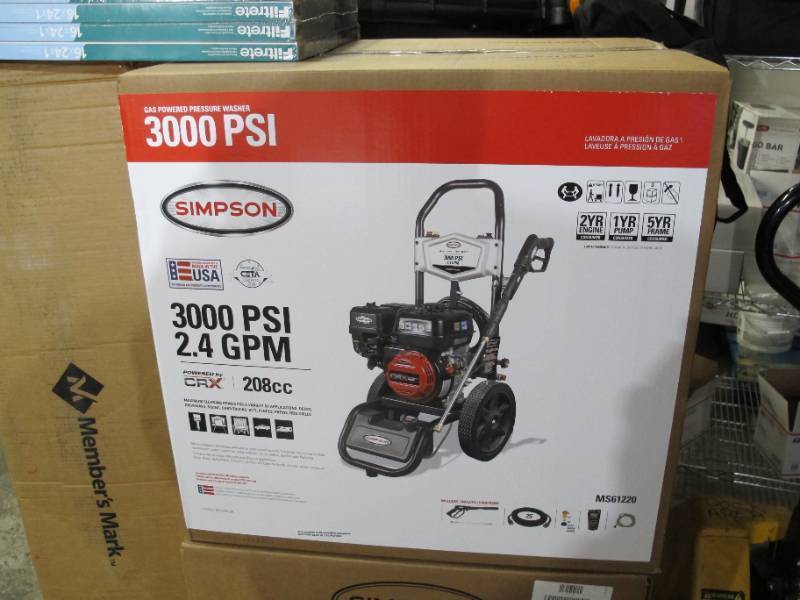 NEW SIMPSON Megashot MS61220 49-State 3000 PSI at 2.4 GPM CRX 208cc Gas Pressure Washer