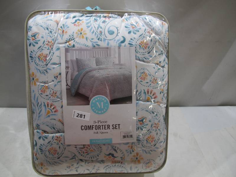 NEW Martha Stewarts 100% Cotton Sateen, 3 Piece Comforter Set - FullQueen - Green