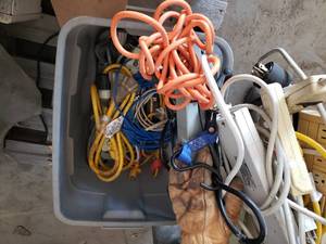 Box of Extension Cords and Power Strips