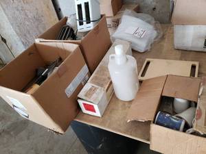 Boxes of Misc. Break Room Dishes and Etc