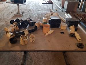Large 4x8 Wood Box of Tons of Different PVC Fittings, Parts and Pieces
