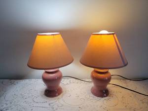 lot 46 image: Playful Pink Ginger Jar Table Lamps