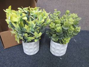 lot 46 image: Set of 2 Faux Potted Plants...