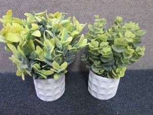 lot 48 image: Set of 2 Faux Potted Plants...