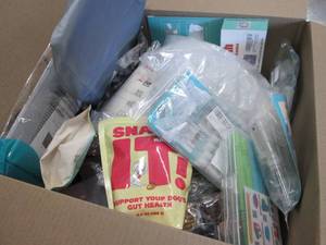 lot 184 image: Box of Assorted Small Overstock Ite...
