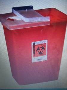 lot 300 image: Case of 5- 18 Gallon Red SharpSafet...