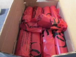 lot 354 image: Case of Approx 250 Red Biohazard Ba...