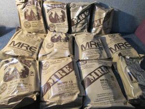 lot 410 image: Case of 12 Assorted MRES Meal Read...