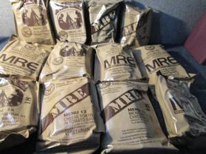 lot 411 image: Case of 12 Assorted MRES Meal Read...