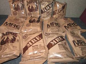 lot 414 image: Case of 12 Assorted MRES Meal Read...