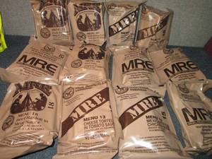 lot 419 image: Case of 12 Assorted MRES Meal Read...