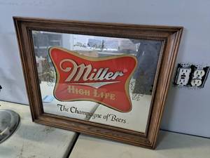 lot 1347 image: Miller High Life - The Champagne of Beer Framed Wall Mirror