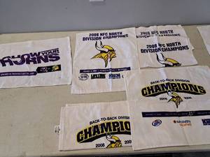lot 1366 image: Lot of (6) 2008 Minnesota Vikings Division Champion Sports Towels
