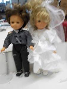 lot 173 image: Gotz Brode and Groom Dolls 18 tall...