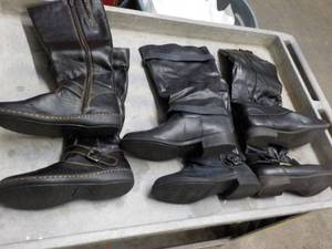 lot 198 image: 3 pair Black Boots, size 9 12, 10 ...