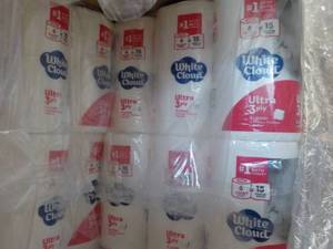 lot 411 image: 48 Rolls White Cloud 3 Ply Toilet P...