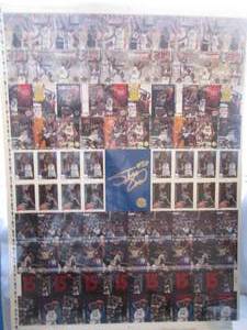 lot 1 image: Bulletin Board full of favorites - Shaq, Shaquille ONeal, 93 Skybox Hoops Uncut rookie sheet with gold signature