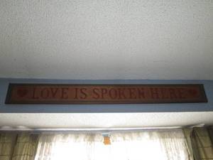 lot 342 image: Love is spoken here sign, approx 4...