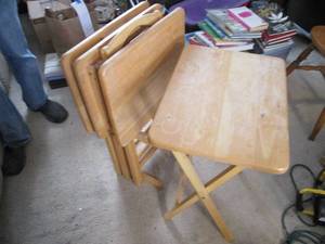 lot 344 image: TV tables on a stand...