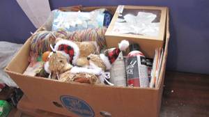 lot 22 image: Box of Assorted crafting supplies, ...