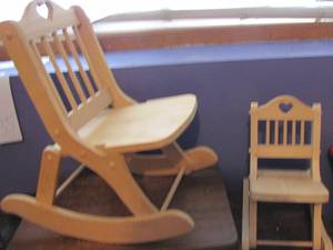 lot 34 image: (2) Unfinished Wooden Folding Rocki...