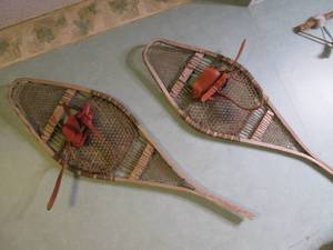 lot 473 image: Snow shoes on wall with real leathe...