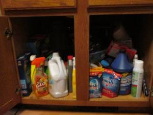 lot 388 image: Under the kitchen sink contents. Va...