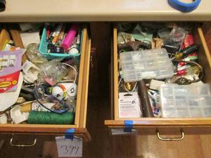 lot 399 image: Contents of two junk drawers. Lot...