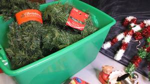 lot 81 image: Covered tote filled with Christmas