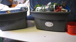 lot 108 image: 2 Heavy Duty Totes Packed Full of Christmas