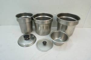 lot 160 image: stainless steel round containers